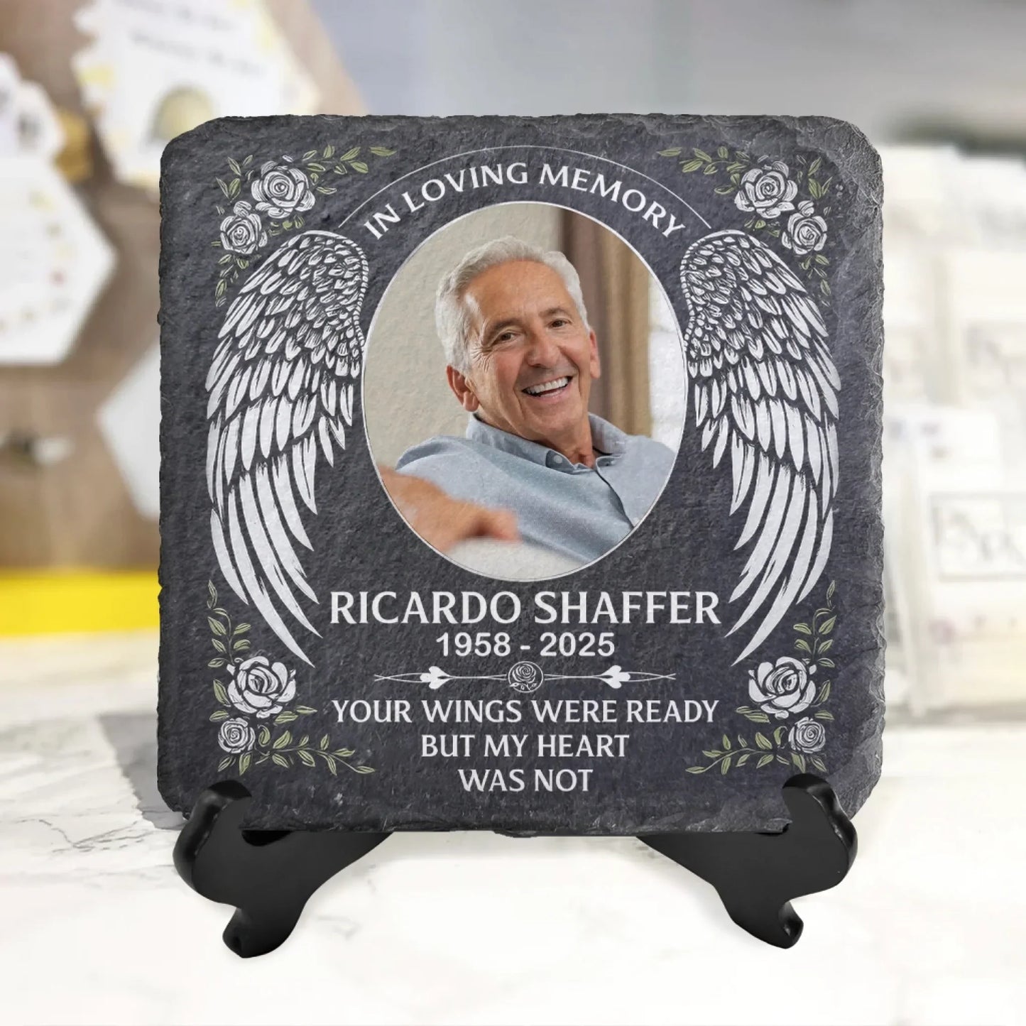 Your Wings Were Ready But Our Hearts Were Not - Personalized Memorial Stone, Sympathy Gift For Loss Of Loved One