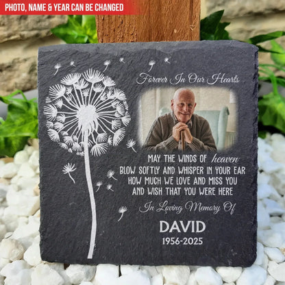 May The Winds Of Heaven Blow Softly And Whisper In Your Ear - Personalized Memorial Stone, Custom Photo Remembrance Gift, In Loving Memory Gift