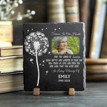 May The Winds Of Heaven Blow Softly And Whisper In Your Ear - Personalized Memorial Stone, Custom Photo Remembrance Gift, In Loving Memory Gift