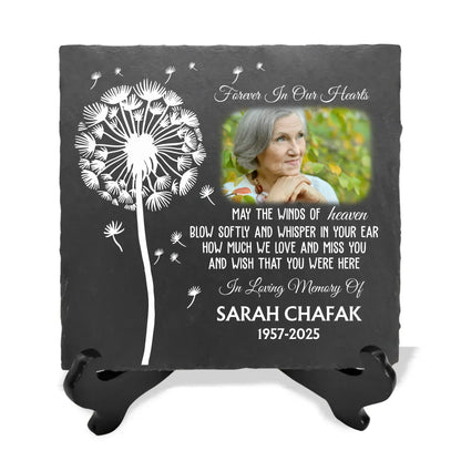 May The Winds Of Heaven Blow Softly And Whisper In Your Ear - Personalized Memorial Stone, Custom Photo Remembrance Gift, In Loving Memory Gift