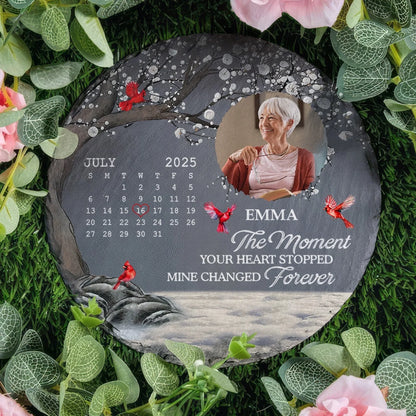 The Moment Your Heart Stopped Mine Changed Forever - Personalized Memorial Stone, Sympathy Gift For Loss Of Loved One