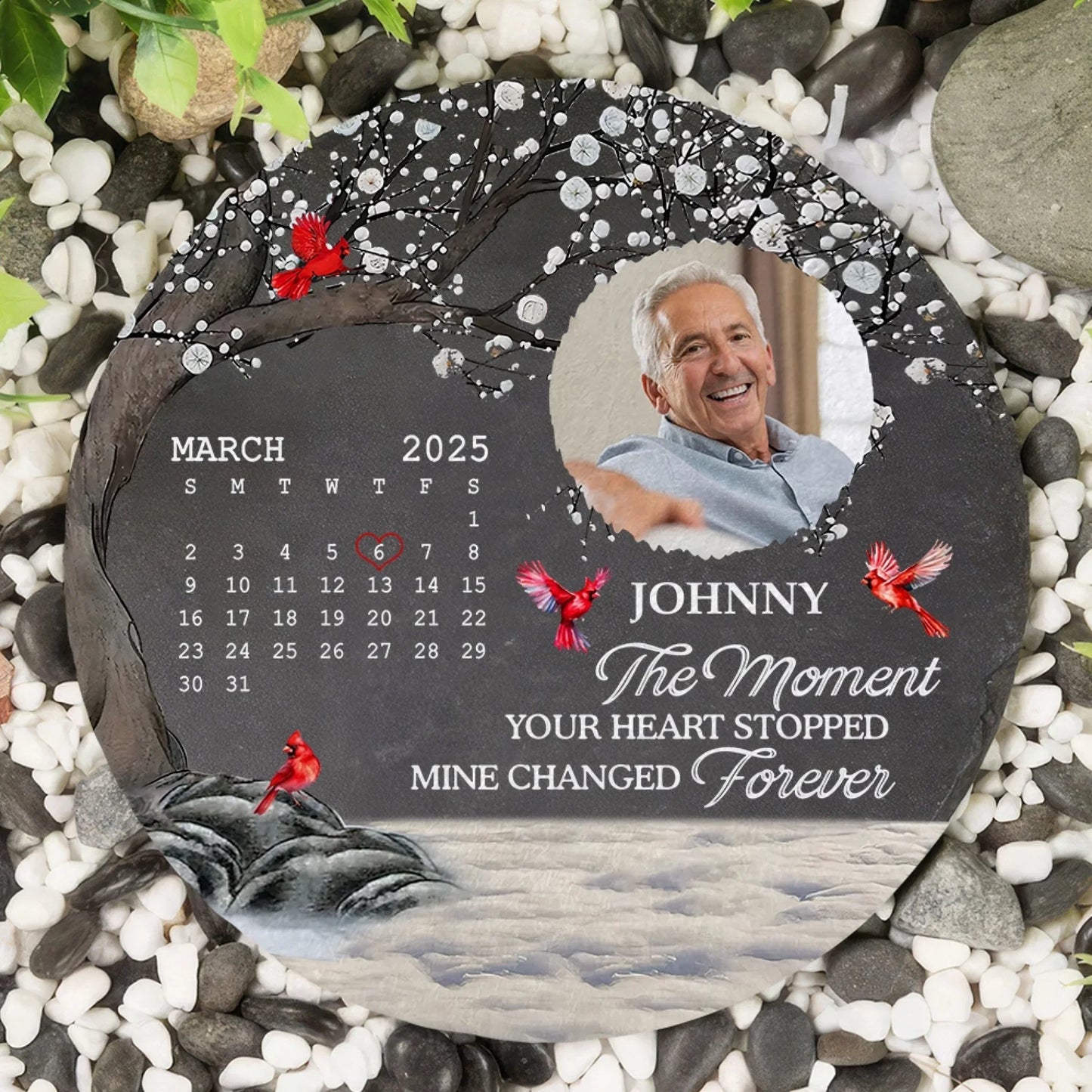 The Moment Your Heart Stopped Mine Changed Forever - Personalized Memorial Stone, Sympathy Gift For Loss Of Loved One