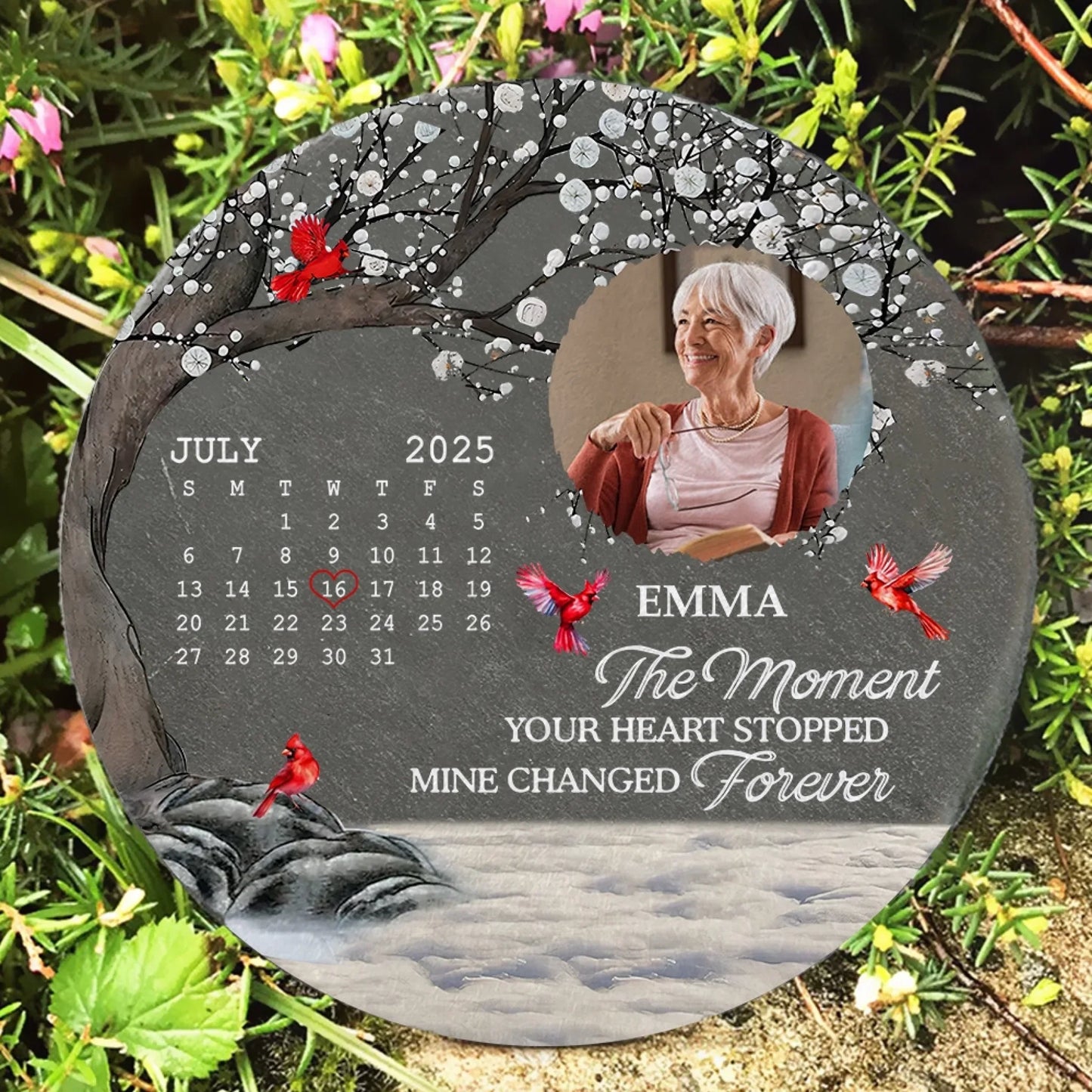 The Moment Your Heart Stopped Mine Changed Forever - Personalized Memorial Stone, Sympathy Gift For Loss Of Loved One