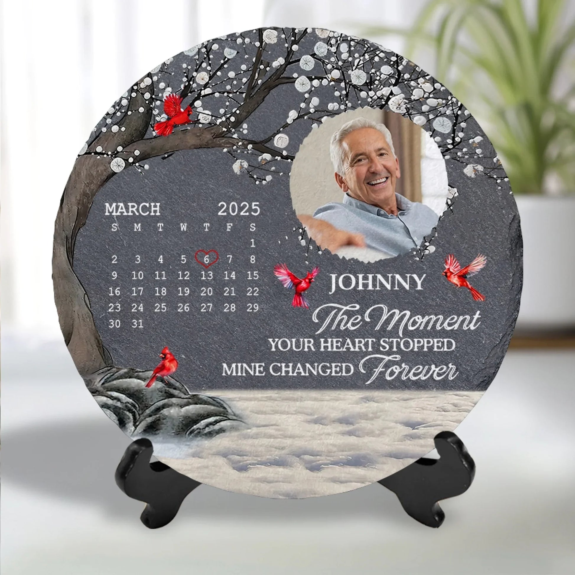 The Moment Your Heart Stopped Mine Changed Forever - Personalized Memorial Stone, Sympathy Gift For Loss Of Loved One