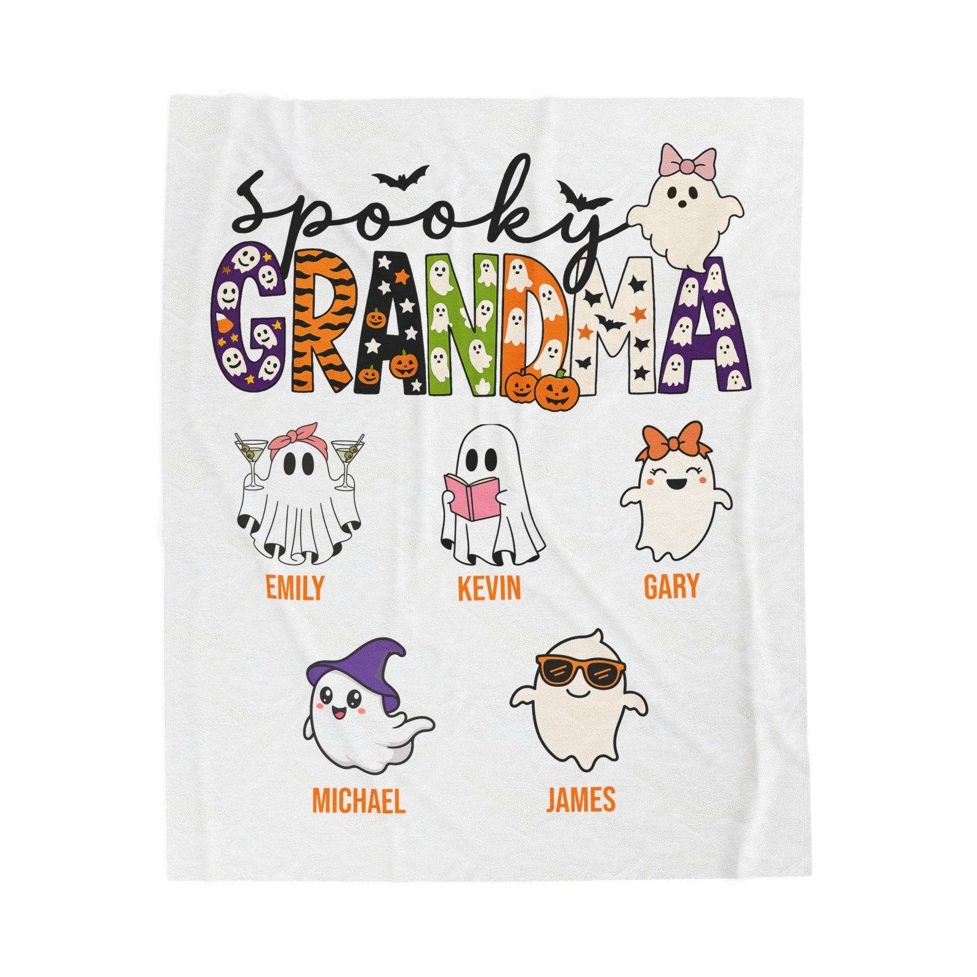 Spooky Grandma Blanket – Personalized Halloween Gift with Grandkids’ Names - PersonalizedFury