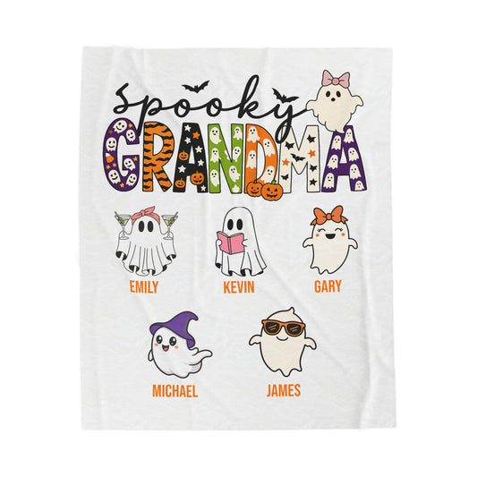 Spooky Grandma Blanket – Personalized Halloween Gift with Grandkids’ Names - PersonalizedFury