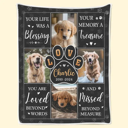 Personalized Pet Loss Blanket – Memory Gift with Dog Pictures - PersonalizedFury