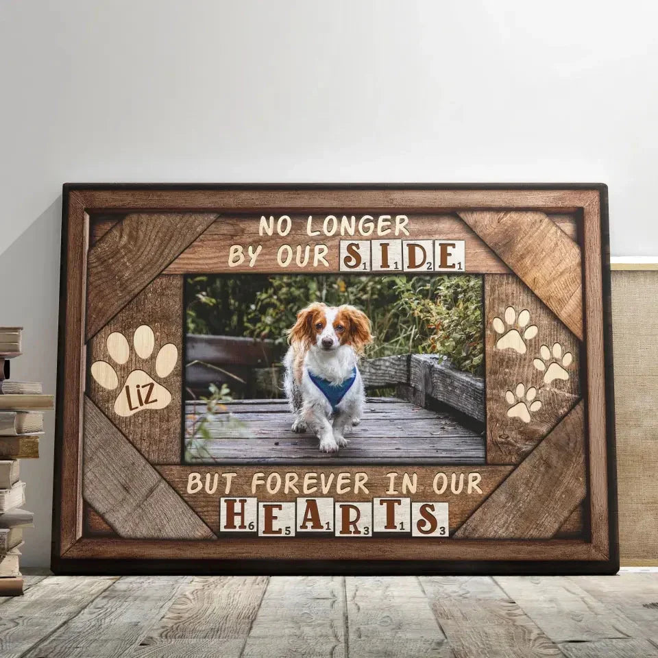 No Longer By Our Side – Custom Pet Memorial Photo Canvas - PersonalizedFury