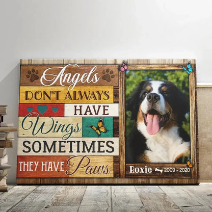 Custom Dog Memorial Canvas – Angels Have Paws Pet Loss Gift - PersonalizedFury