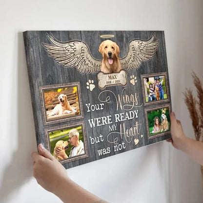 Dog Memorial Canvas – Your Wings Were Ready, Custom Photo Collage - PersonalizedFury