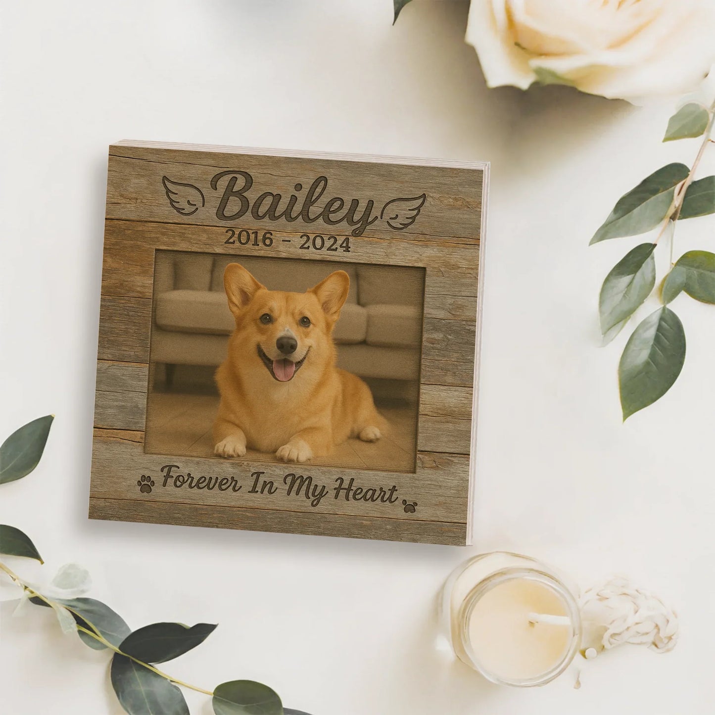 Pet Memorial Gift – Custom Dog Photo Wooden Photo Block