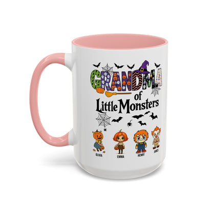 Personalized Halloween Gift for Grandma - Grandma with Grandkids Names Accent Mug - PersonalizedFury