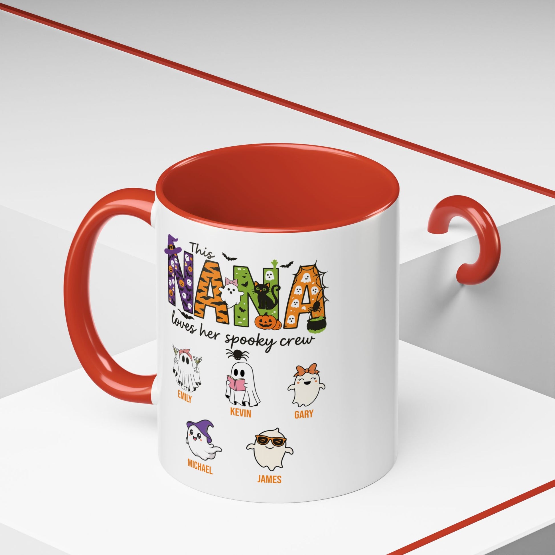 Nana Loves Her Spooky Crew Accent Mug – Personalized Halloween Gift - PersonalizedFury