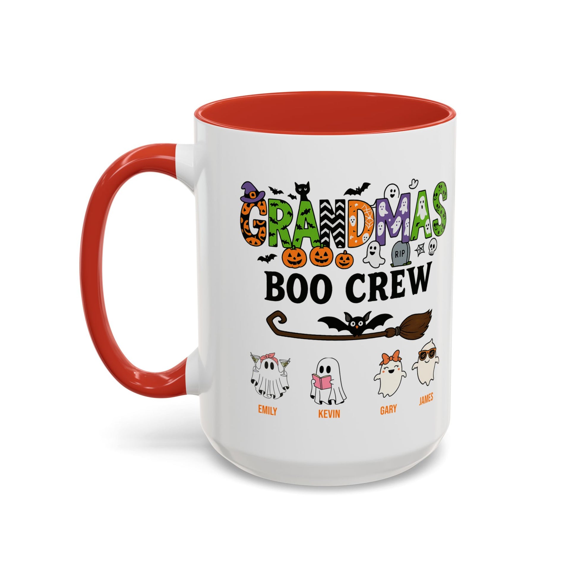 Grandma’s Boo Crew Accent Mug – Personalized Halloween Gift with Names - PersonalizedFury