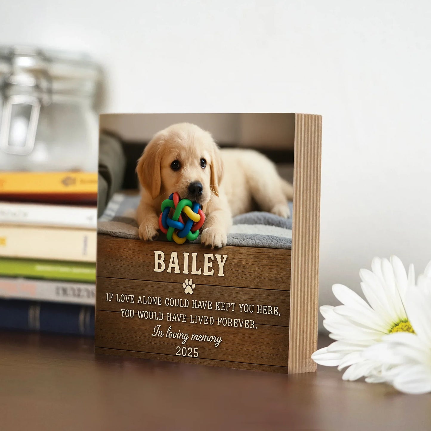 Pet Memorial Gift – Custom Wooden Photo Block with Pet’s Photo & Quote