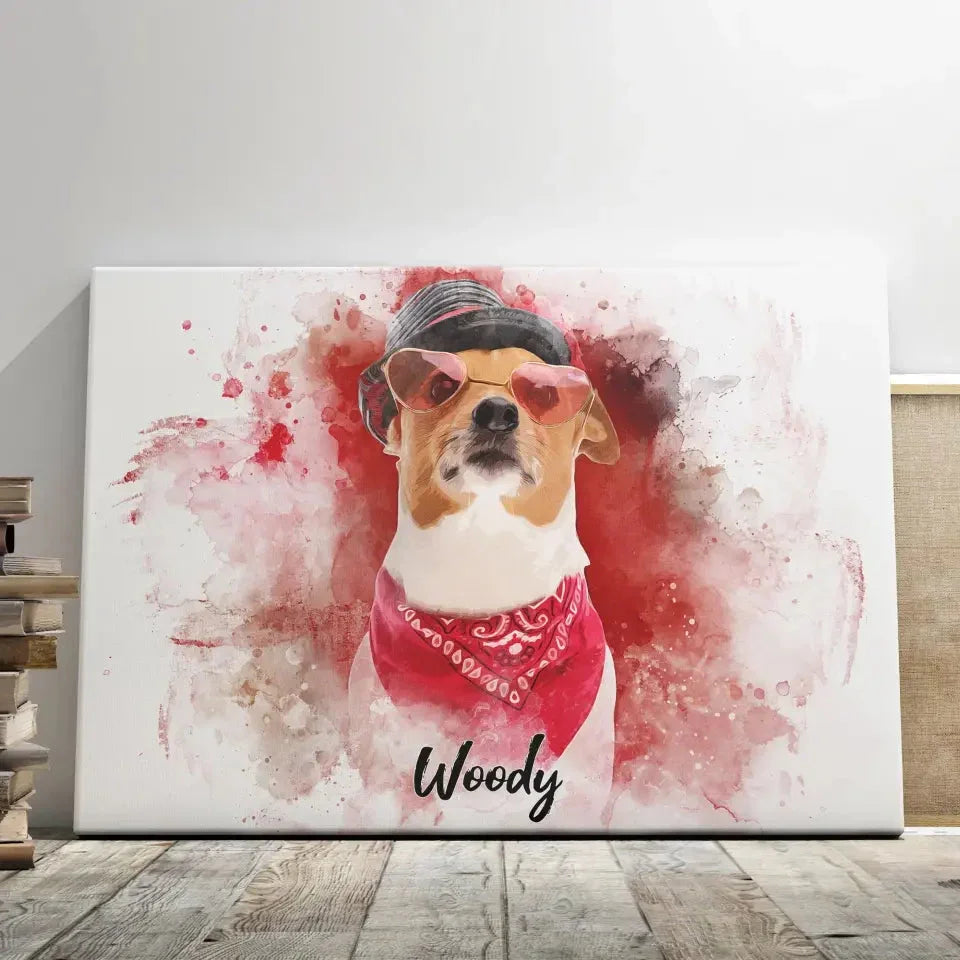 Custom Watercolor Pet Portrait Canvas – Personalized Dog Art Gift - PersonalizedFury