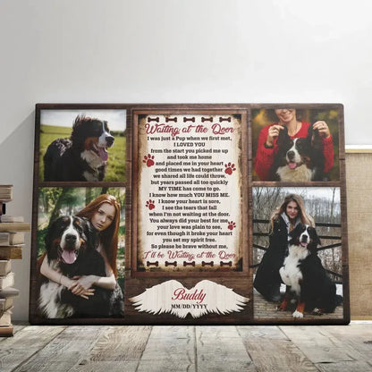 Personalized Dog Memorial Canvas – Waiting at the Door Poem Gift - PersonalizedFury
