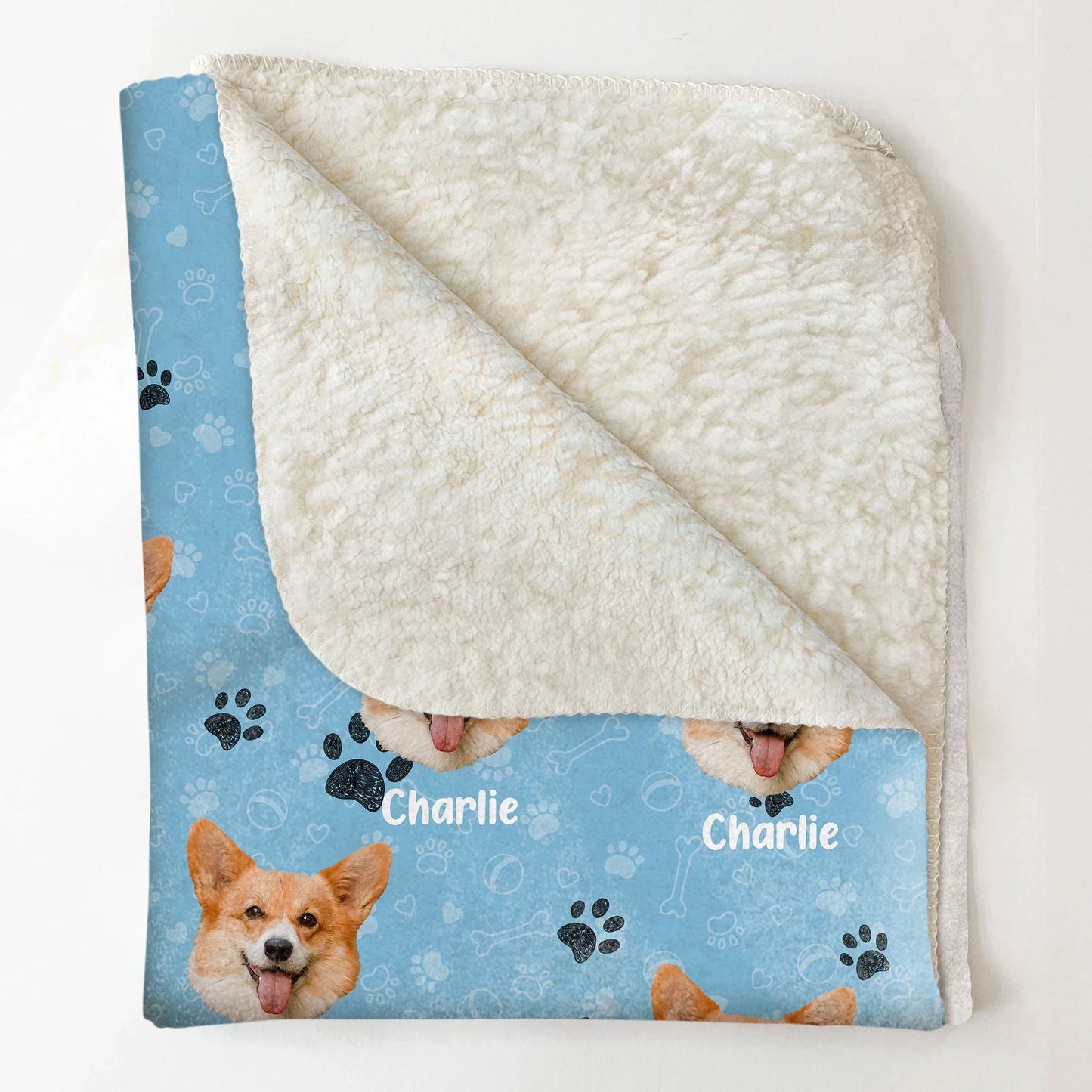 Custom Pet Face - Personalized Monogrammed Dog Photo Blanket - PersonalizedFury