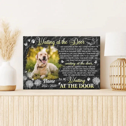 Dog Memorial Gift – Custom Photo Canvas Waiting at the Door - PersonalizedFury