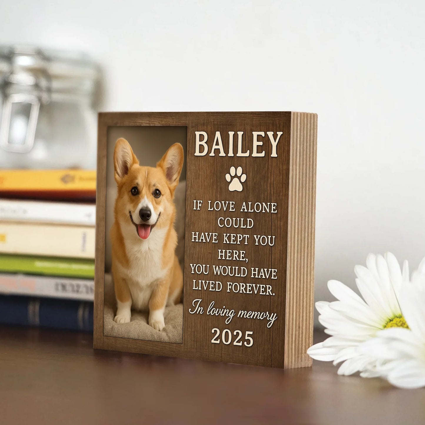 Personalized Pet Memorial Gift – Dog Photo Printed on Wood Frame