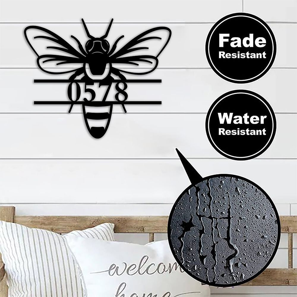 Custom Honey Bee Address Sign Metal House Numbers