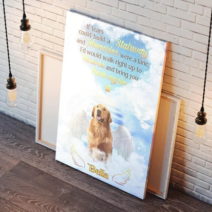 Dog Loss Gift – Custom Pet Heaven Canvas with Angel Wings - PersonalizedFury