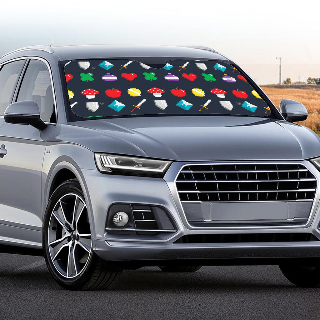 8-Bit Pixel Game Items Print Car Windshield Sun Shade