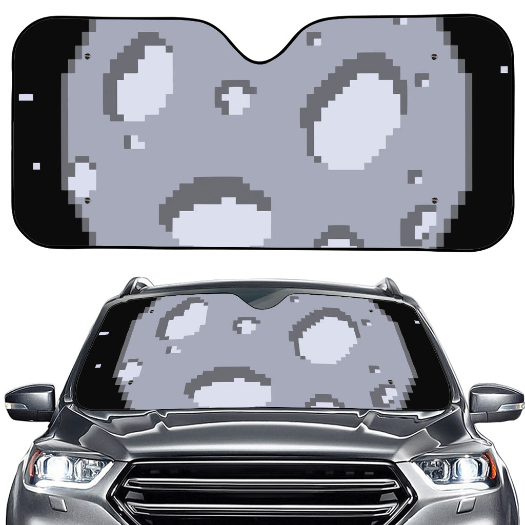 8-Bit Pixel Moon Print Car Windshield Sun Shade