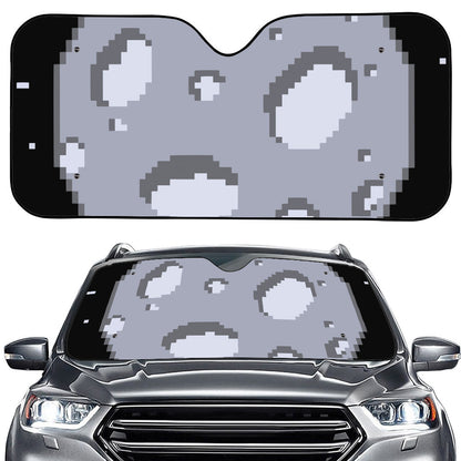 8-Bit Pixel Moon Print Car Windshield Sun Shade