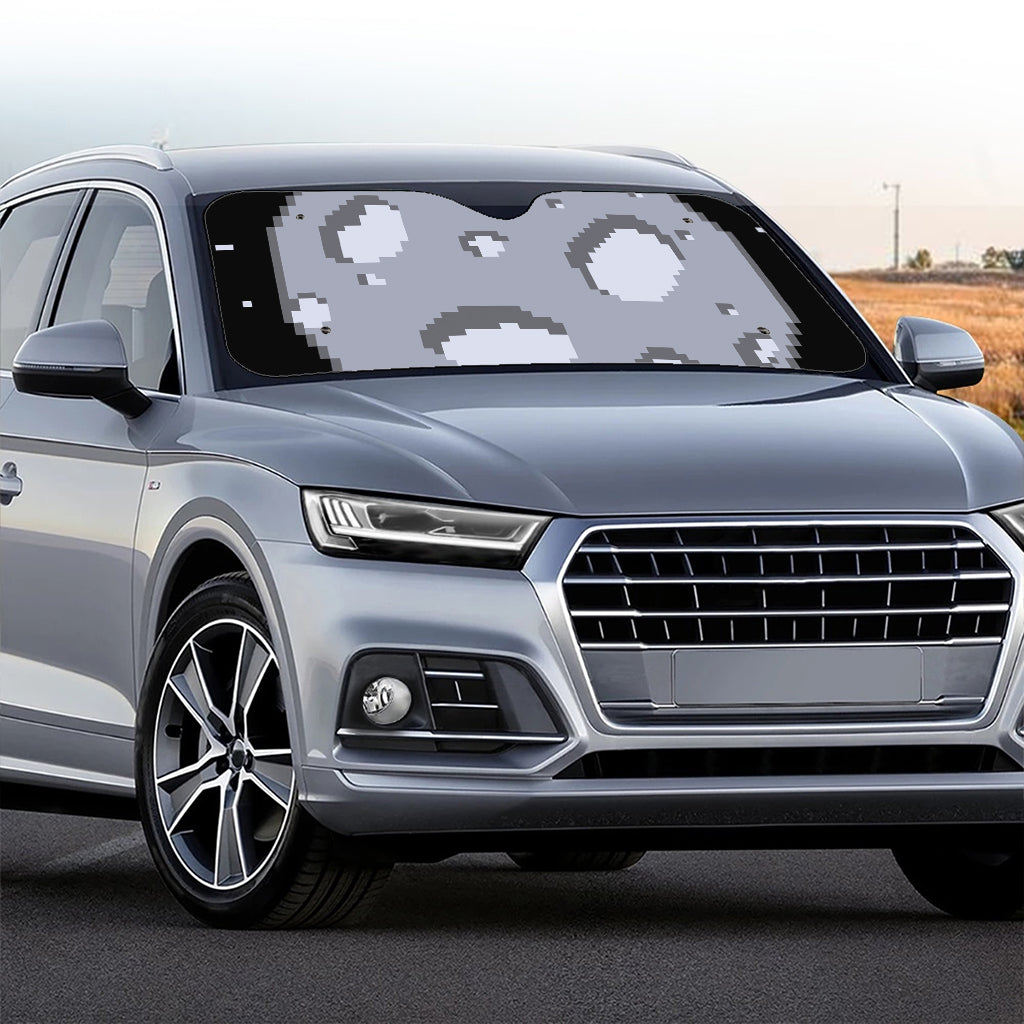 8-Bit Pixel Moon Print Car Windshield Sun Shade
