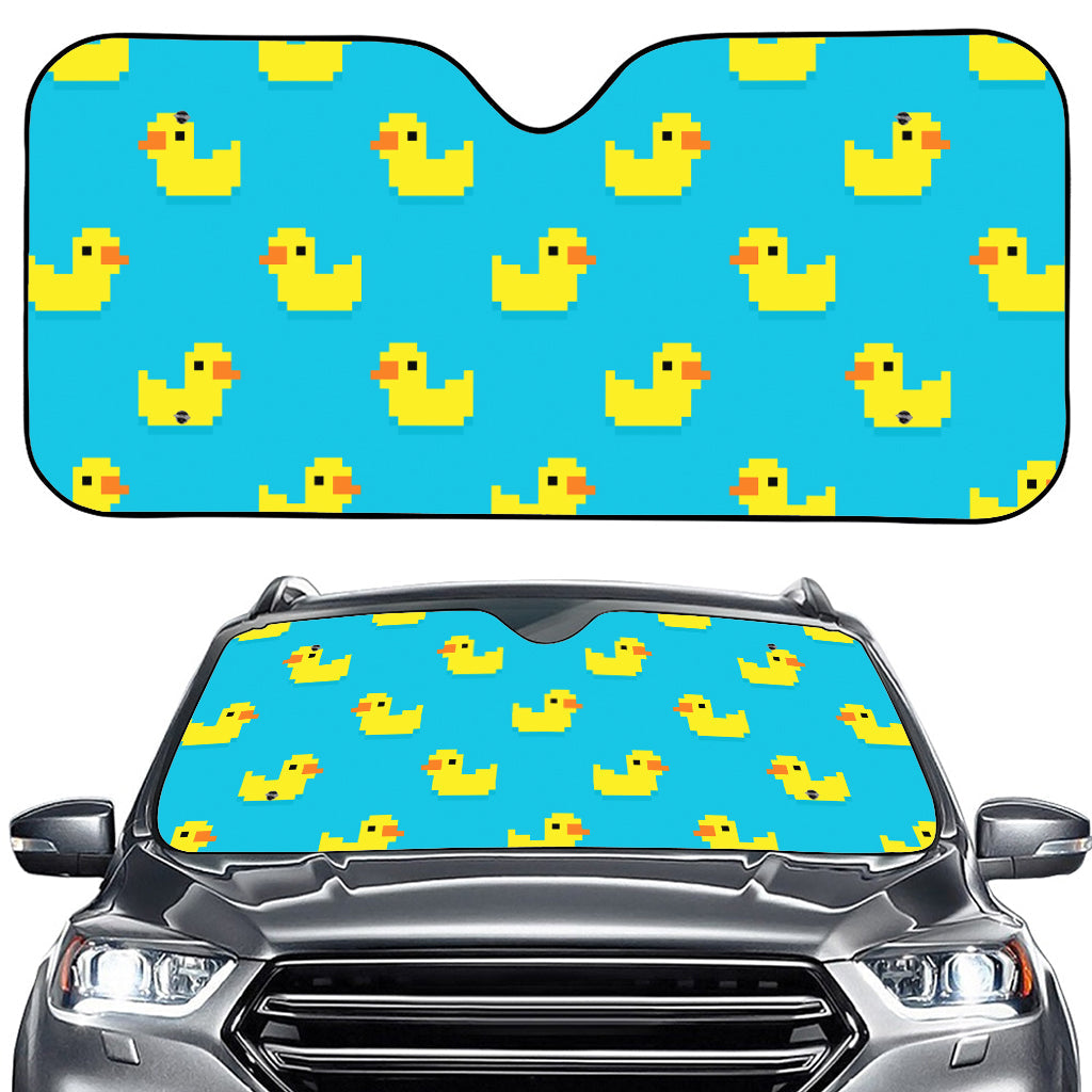 8-Bit Rubber Duck Pattern Print Car Windshield Sun Shade