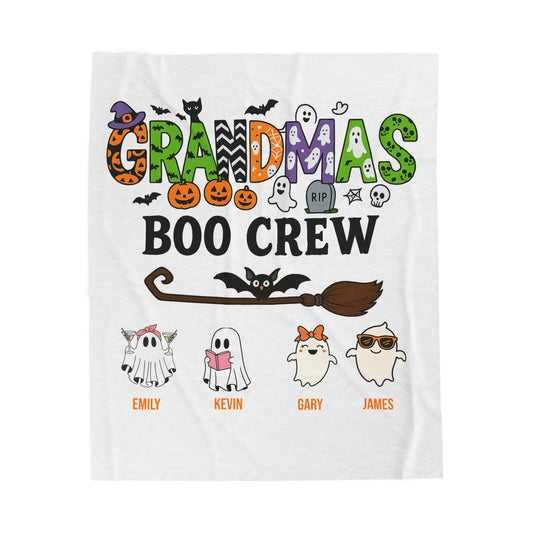 Grandma’s Boo Crew Blanket – Personalized Halloween Gift with Grandkids’ Names - PersonalizedFury