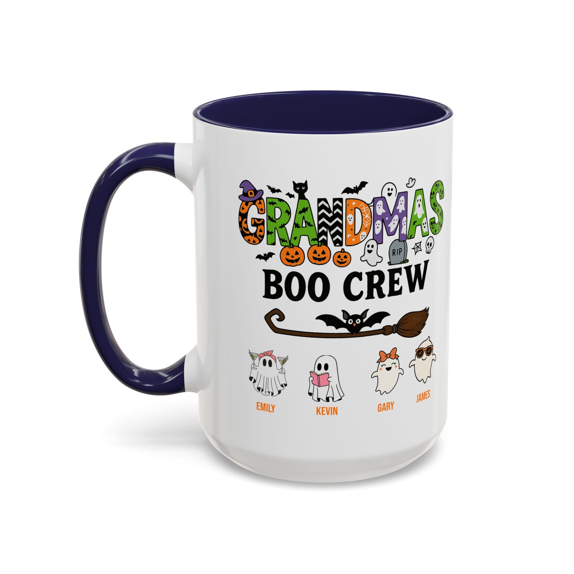 Grandma’s Boo Crew Accent Mug – Personalized Halloween Gift with Names - PersonalizedFury