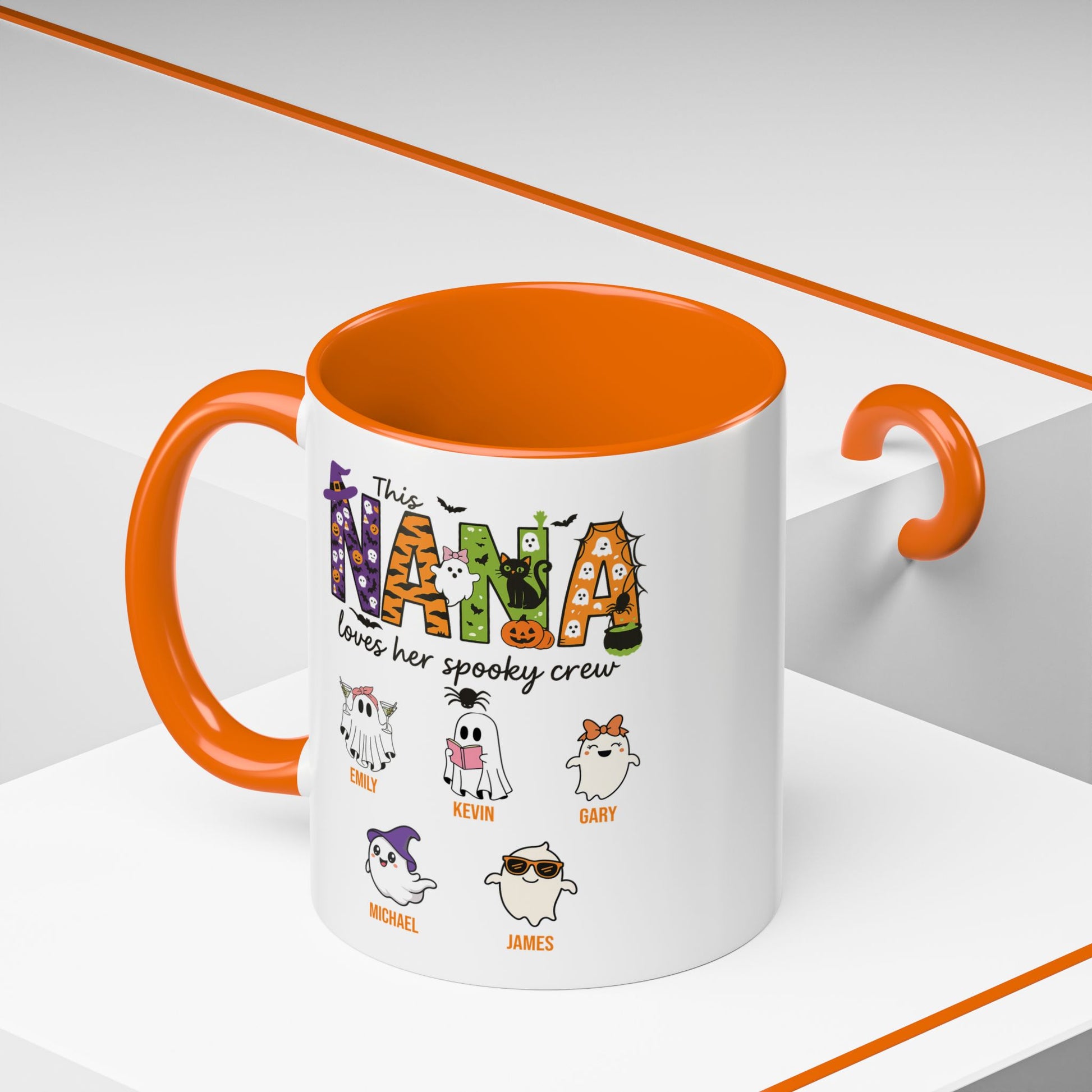 Nana Loves Her Spooky Crew Accent Mug – Personalized Halloween Gift - PersonalizedFury