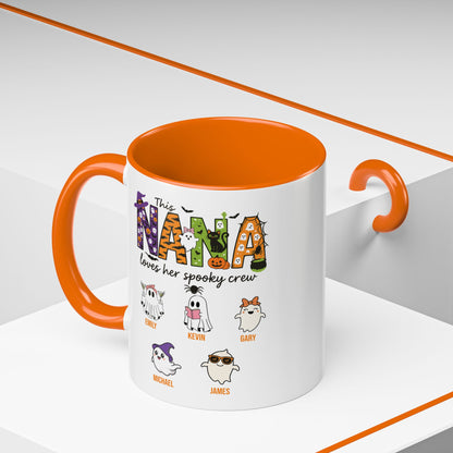 Nana Loves Her Spooky Crew Accent Mug – Personalized Halloween Gift - PersonalizedFury