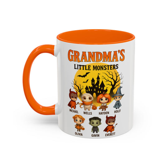 Grandma's Little Monsters Accent Coffee Mug - PersonalizedFury