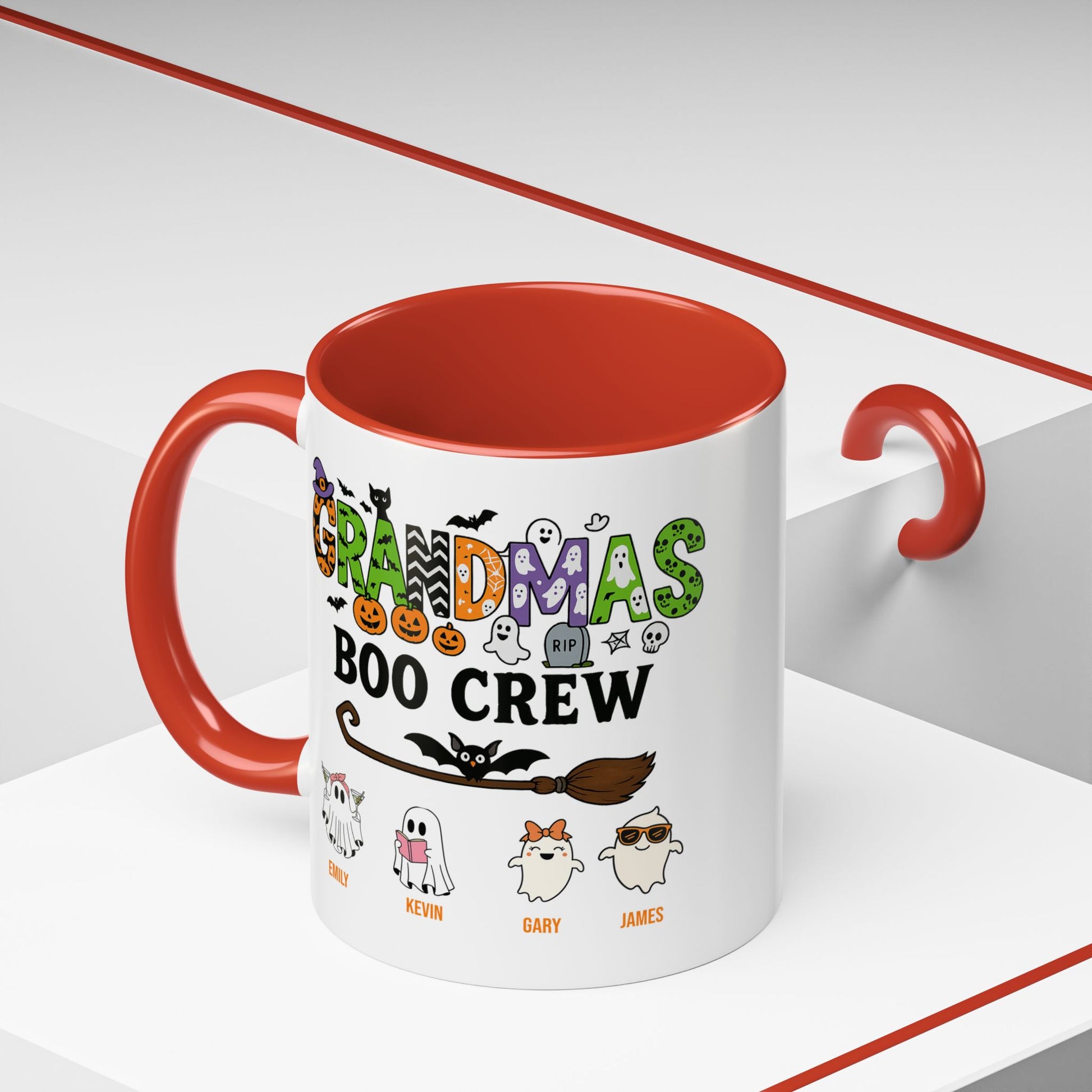 Grandma’s Boo Crew Accent Mug – Personalized Halloween Gift with Names - PersonalizedFury