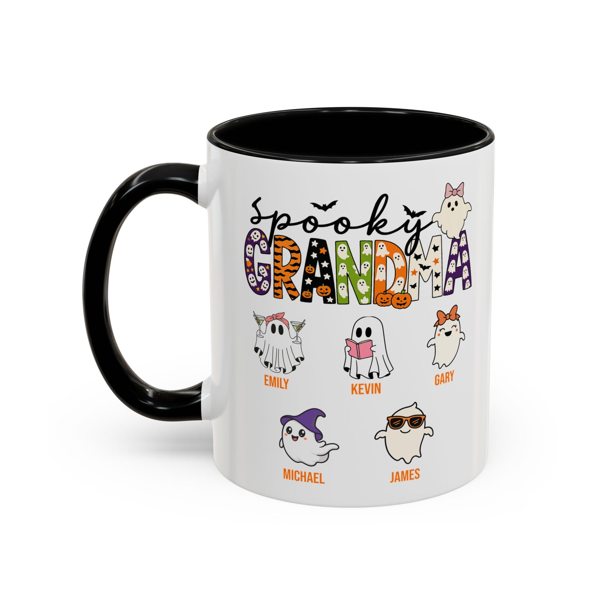 Spooky Grandma Accent Mug – Personalized Halloween Gift with Grandkids’ Names - PersonalizedFury