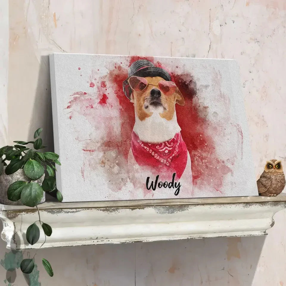 Custom Watercolor Pet Portrait Canvas – Personalized Dog Art Gift - PersonalizedFury