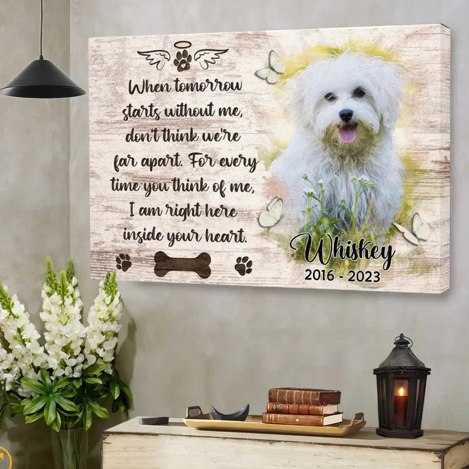 Dog Memorial Canvas with Photo – Personalized Pet Loss Gift - PersonalizedFury