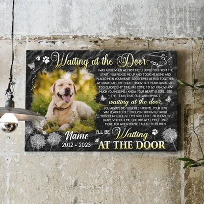 Dog Memorial Gift – Custom Photo Canvas Waiting at the Door - PersonalizedFury