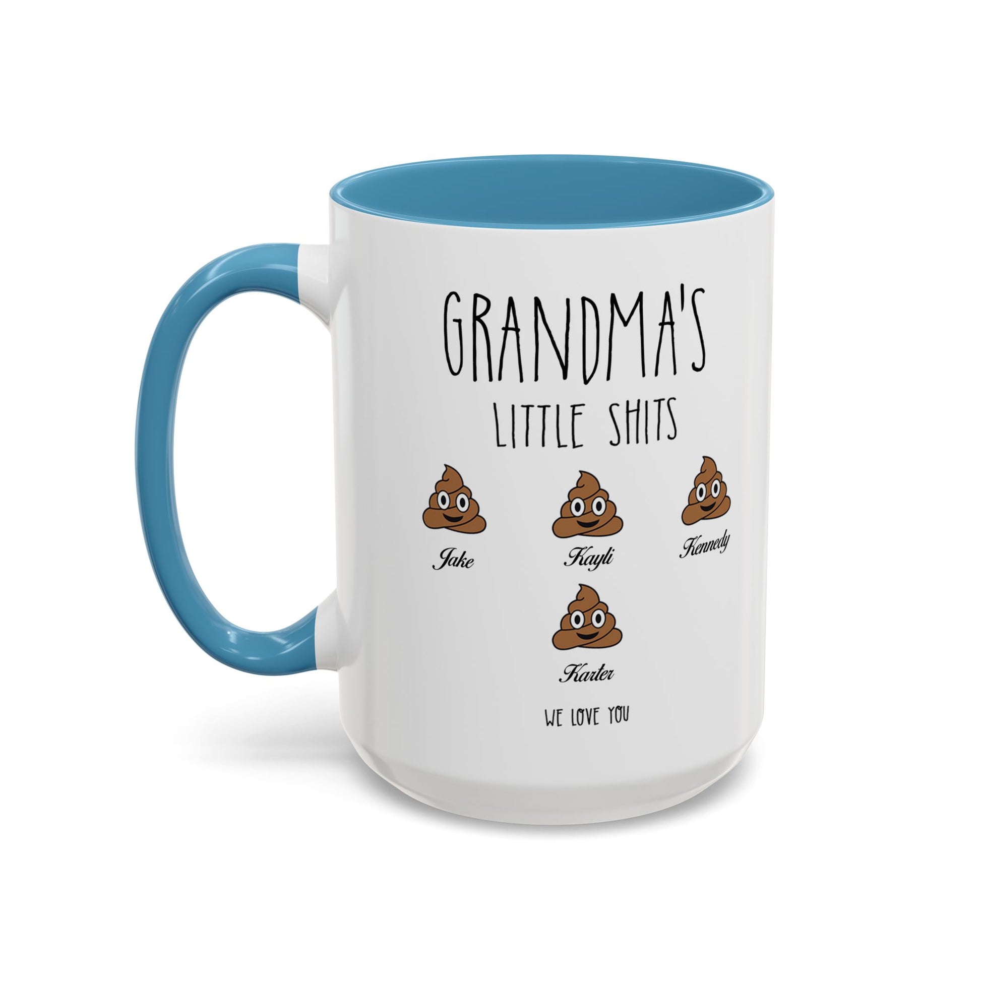 Personalized Grandma with Grandkids Names Accent Coffee Mug - PersonalizedFury