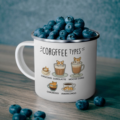 Enamel Camping Mug - Corgi Gift For Corgi and Camping Lovers