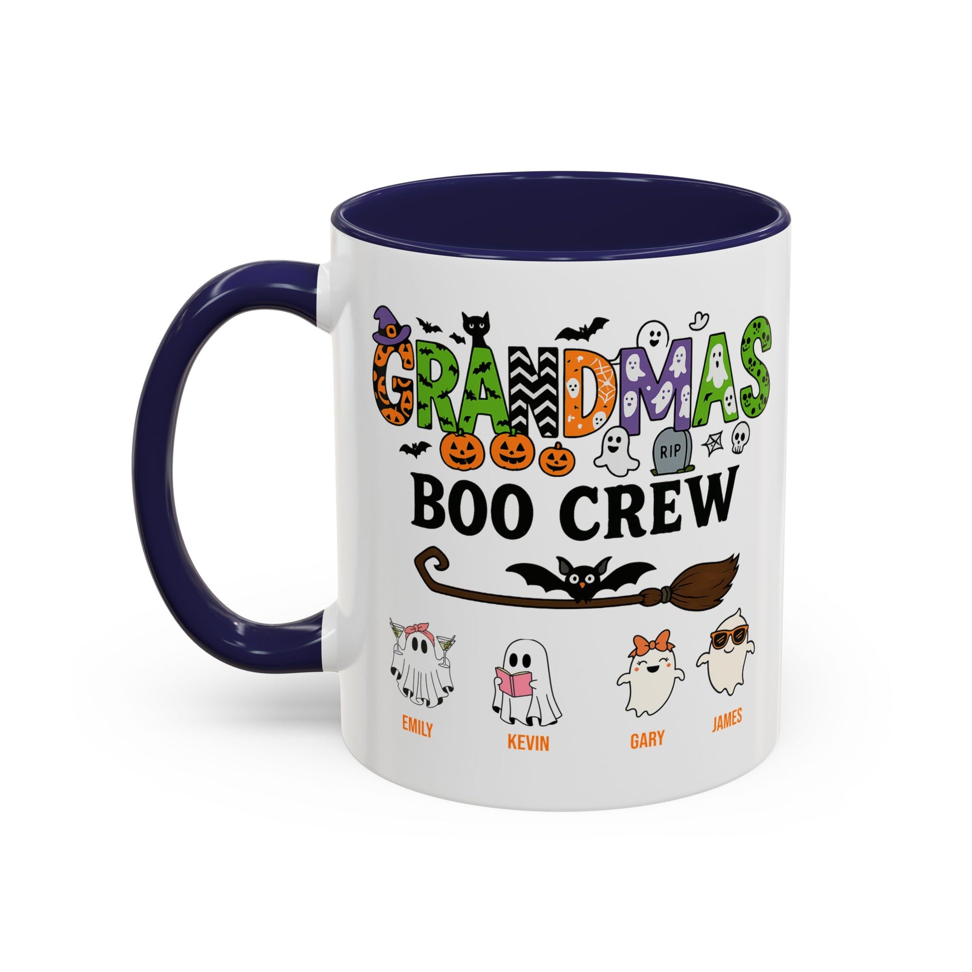 Grandma’s Boo Crew Accent Mug – Personalized Halloween Gift with Names - PersonalizedFury
