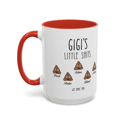 Personalized Gigi with Grandkids Names Accent Coffee Mug - Gift For Gigi - PersonalizedFury
