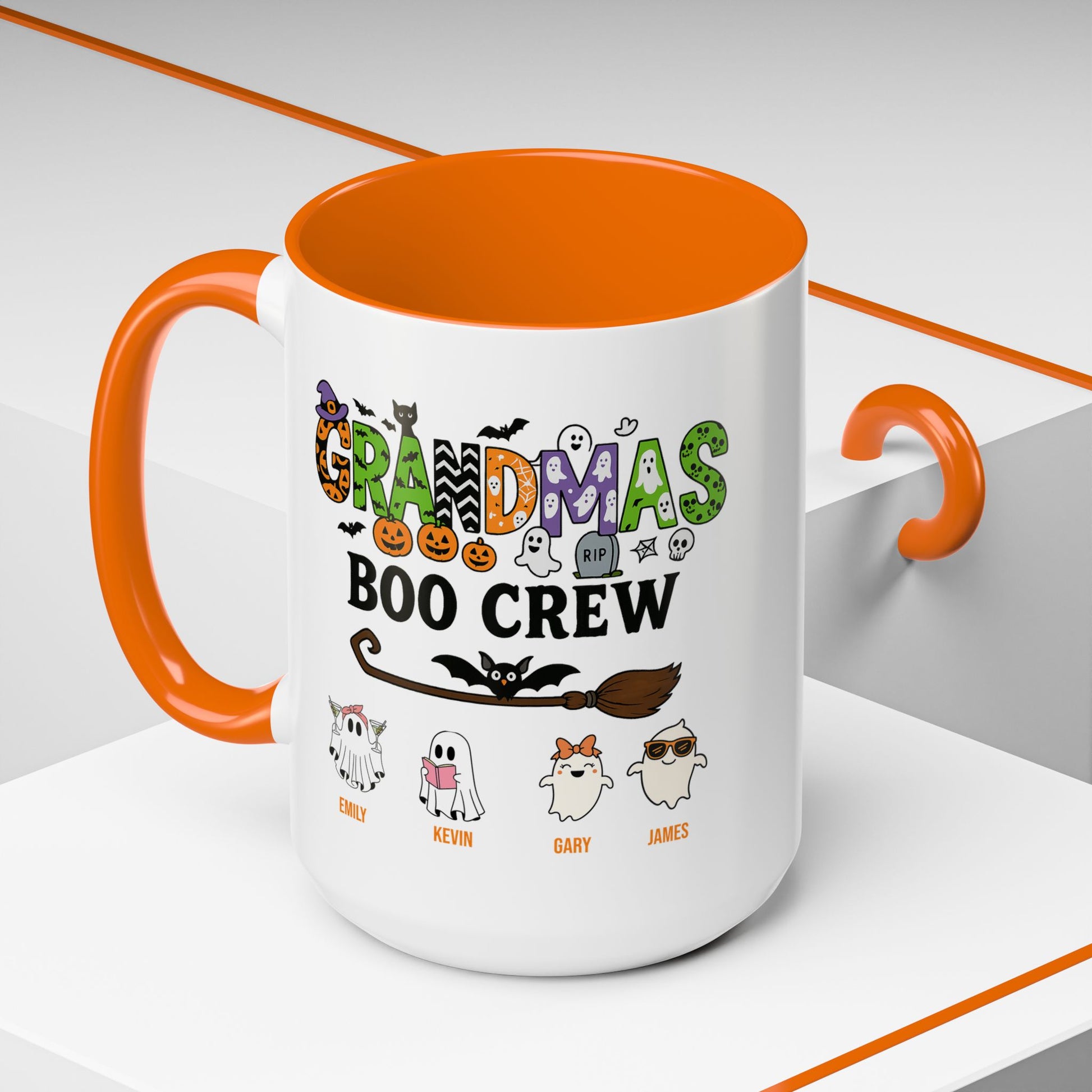 Grandma’s Boo Crew Accent Mug – Personalized Halloween Gift with Names - PersonalizedFury