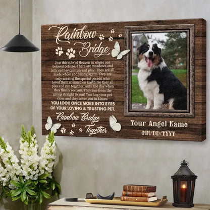 Rainbow Bridge – Custom Pet Memorial Canvas with Photo - PersonalizedFury