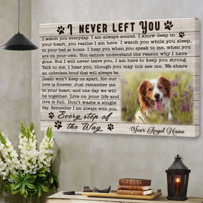 Dog Loss Gift – Custom Canvas with Photo & I Never Left You Poem - PersonalizedFury