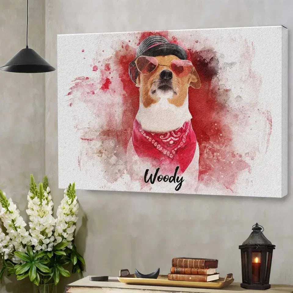 Custom Watercolor Pet Portrait Canvas – Personalized Dog Art Gift - PersonalizedFury