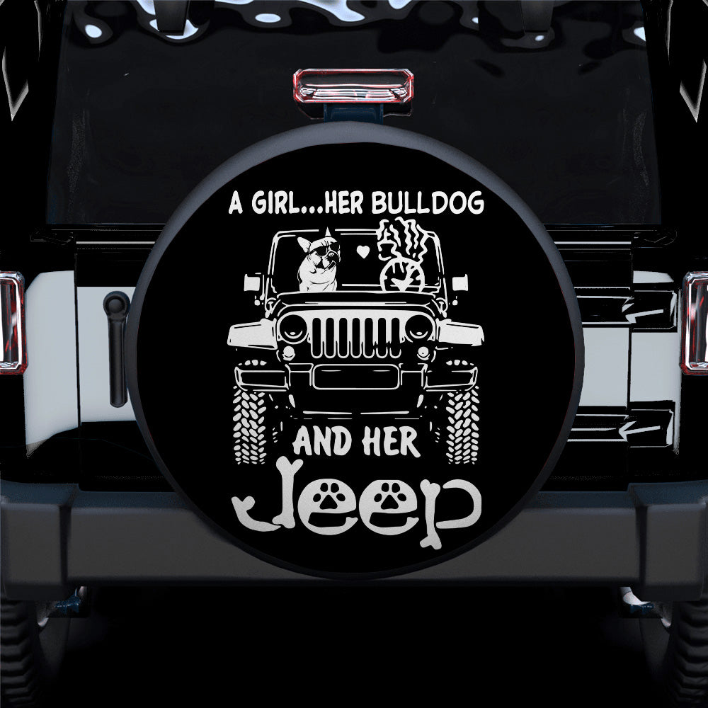A Girl And Her Bulldog Jeep Car Spare Tire Cover